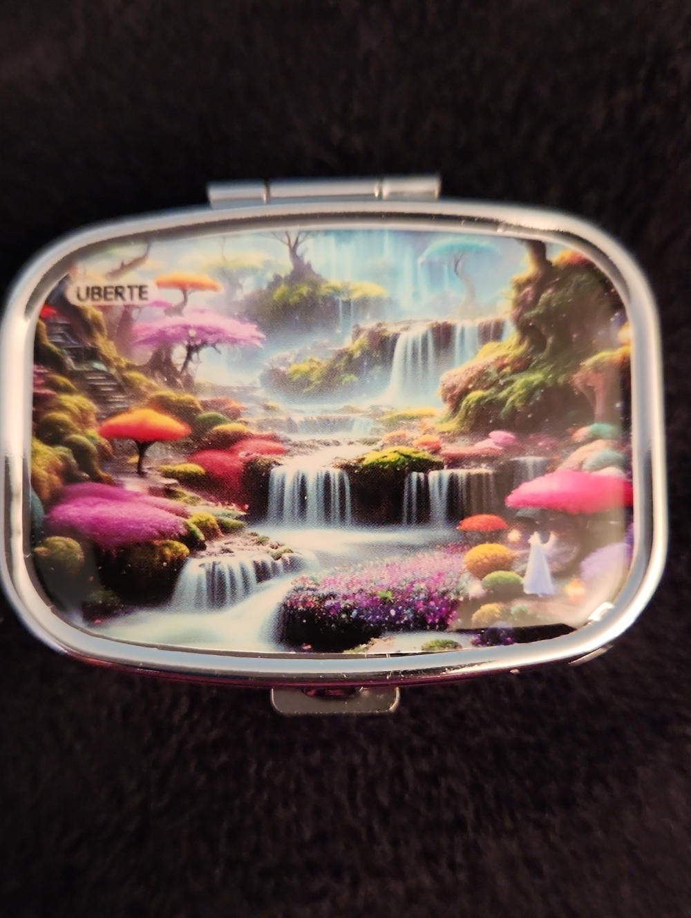 NEW - PILL CASE...PILL CONTAINER...WITH A MIRROR - Waterfall